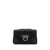 PINKO Black Calf Leather Bos Taurus Shoulder Bag